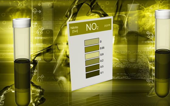 Digital illustration of nitrite test in colour background