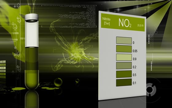 Digital illustration of nitrite test in colour background