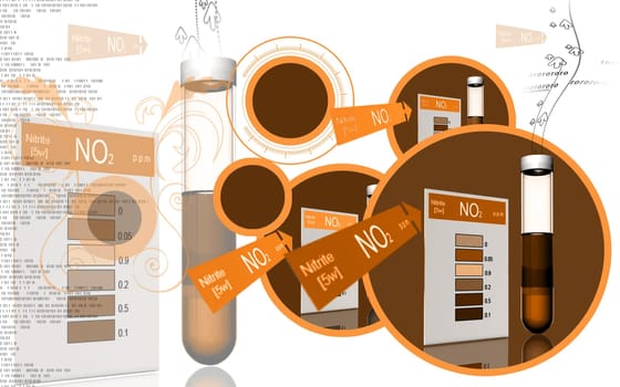 Digital illustration of nitrite test in colour background