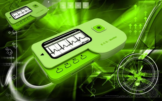 Digital illustration of ECG in colour background