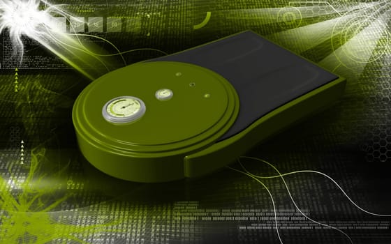 Digital illustration of weigh machine in colour background