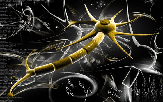 Digital illustration of neuron in colour background