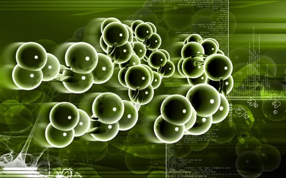 Digital illustration DNA structure in colour background