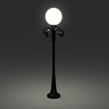 3d of an old street lamppost on grey