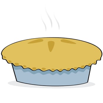 Cartoon illustration of a freshly baked apple pie