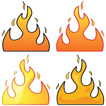 Set with four different styles of flame illustrations