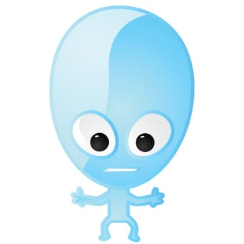 Cartoon illustration of a glossy blue alien