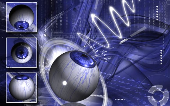 Digital illustration of eye in colour background