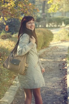 vintage mood - Portrait of beautyful woman in autumn outdoors