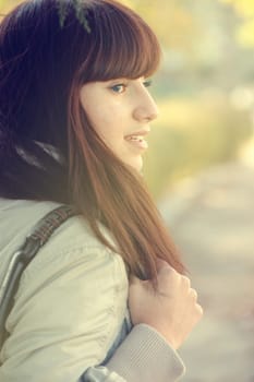 vintage mood - Portrait of beautyful woman in autumn outdoors
