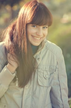 vintage mood - Portrait of beautyful woman in autumn outdoors
