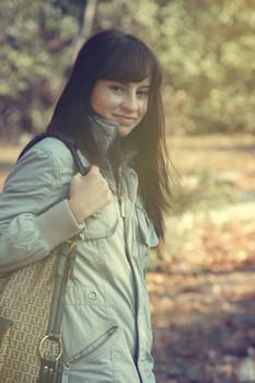 vintage mood - Portrait of beautyful woman in autumn outdoors