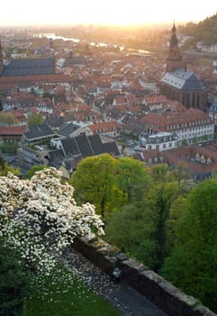 The view over the Medieval City of Heidelberg from it&#039 s historic Castle.