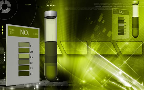 Digital illustration of nitrite test in colour background