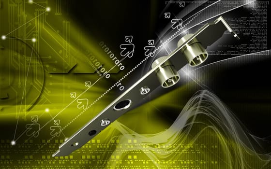 Digital illustration of video capture card in colour background