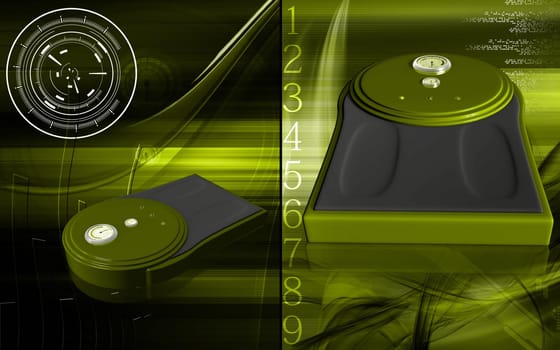 Digital illustration of weigh machine in colour background
