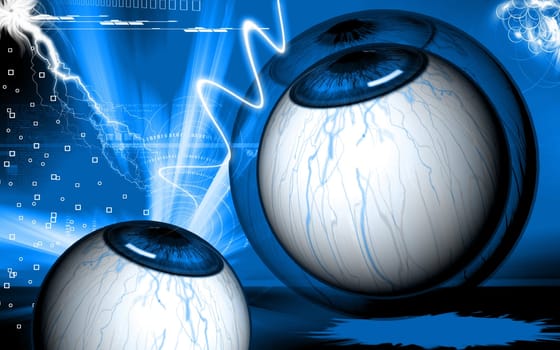 Digital illustration of eye in colour background