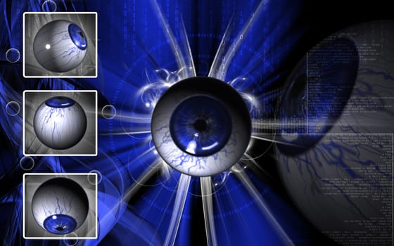 Digital illustration of eye in colour background