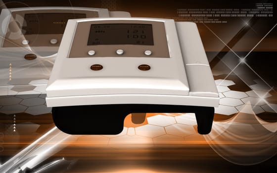 Digital illustration of blood pressure monitor in colour background