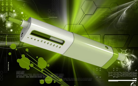 Digital illustration of insulin pen in colour background