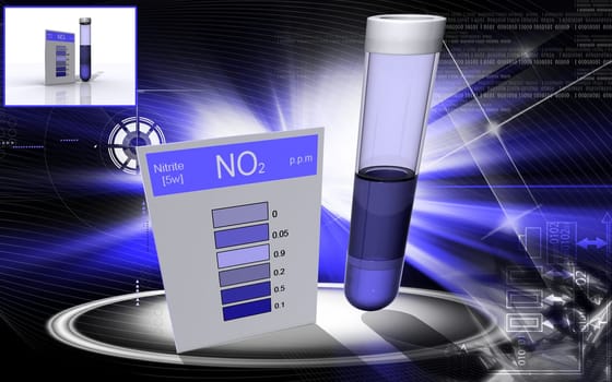 Digital illustration of nitrite test in colour background