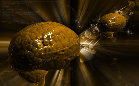 Digital illustration of brain in colour background