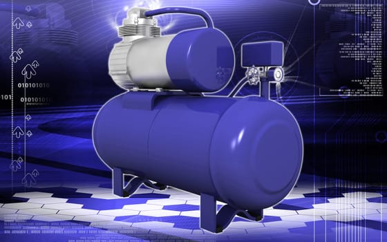 Digital illustration of air compressor in colour background