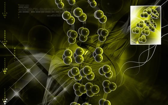 Digital illustration DNA structure in colour background
