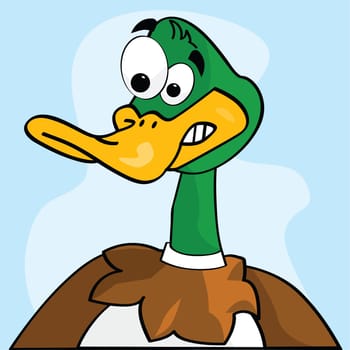 Cartoon illustration of a duck making a scared face