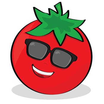 Cartoon illustration of a cool tomato wearing sunglasses