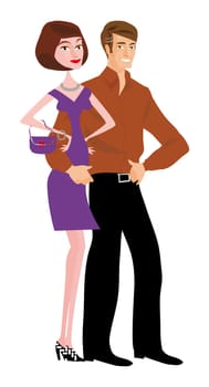 Lovers walk by holding size