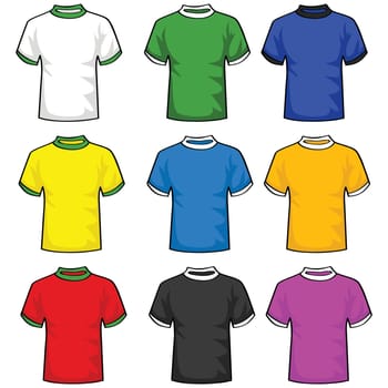 Illustration set of t-shirts in different colors