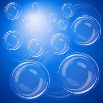 Bubbles over a deep blue background