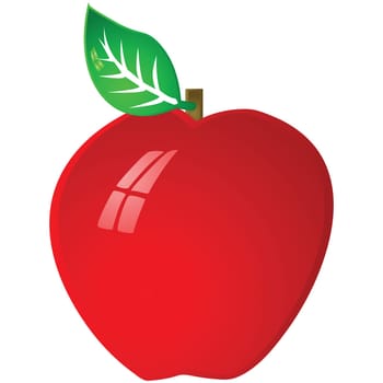 Glossy illustration of a red ripe apple