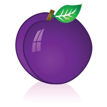 Glossy illustration of a ripe purple plum