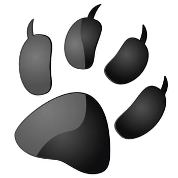 Glossy illustration of the outline of an animal paw print