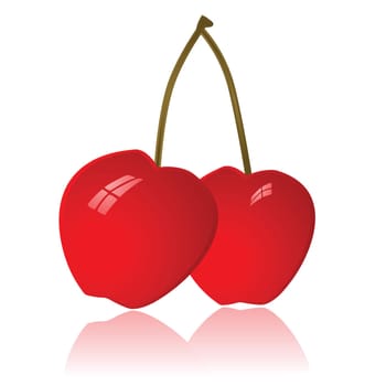 Glossy illustration of two cherries