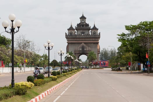 Patouxai in Vientiane,landmark on the capital's boulevard