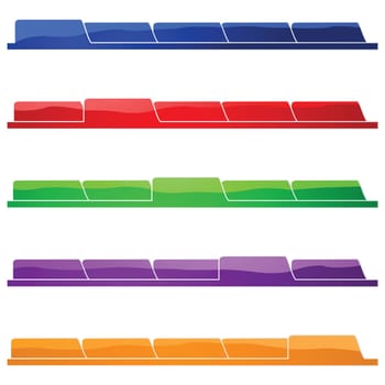 Glossy illustration layout showing five different folders. Great for presentations or websites