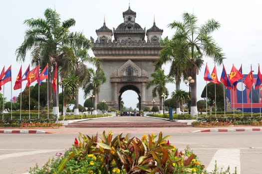 Patouxai in Vientiane,landmark on the capital's boulevard
