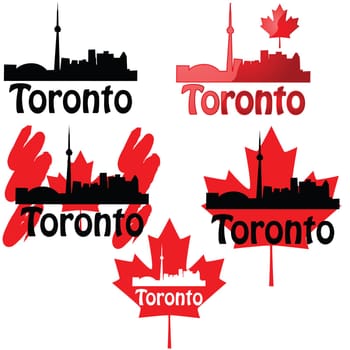 Set of icons using the Toronto skyline and the Canadian maple leaf