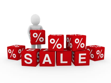 3d sale human red cube sell business discount