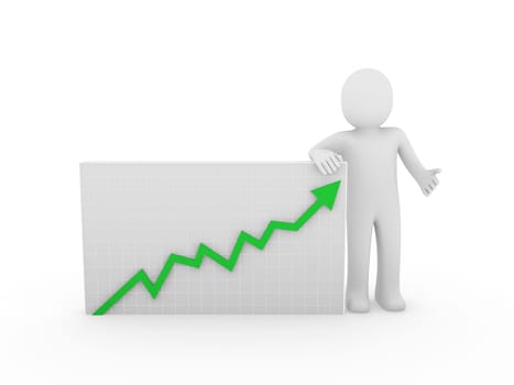 3d human arrow growth success business green diagram