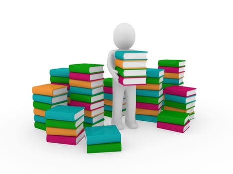 3d human book paper learn read pink blue