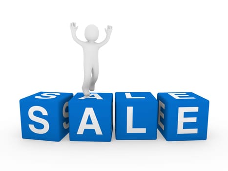 3d human sale cube blue jump forward business