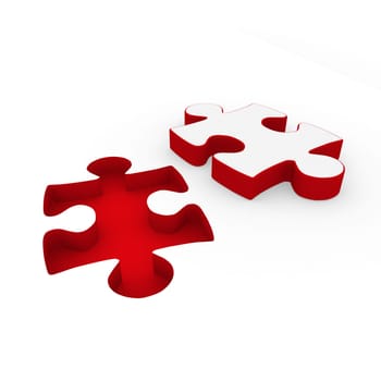 3d puzzle red white success connection piece business