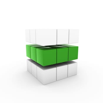 3d business cube green isolated white success teamwork