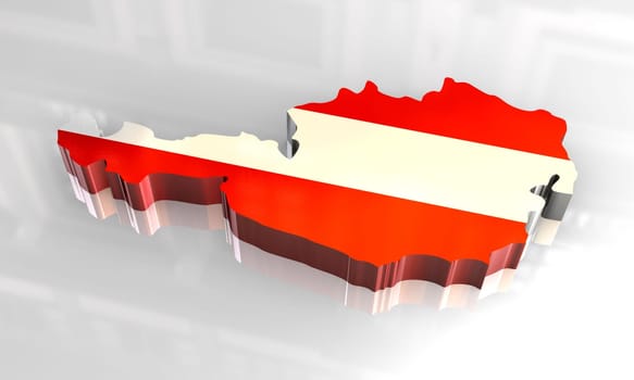 3d made - flag map of austria