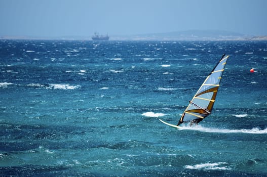 Windsurfing in the Open Sea of Greece