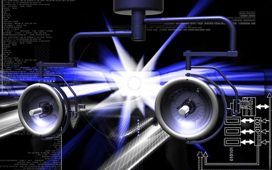 Digital illustration of shadow less lamp in colour background